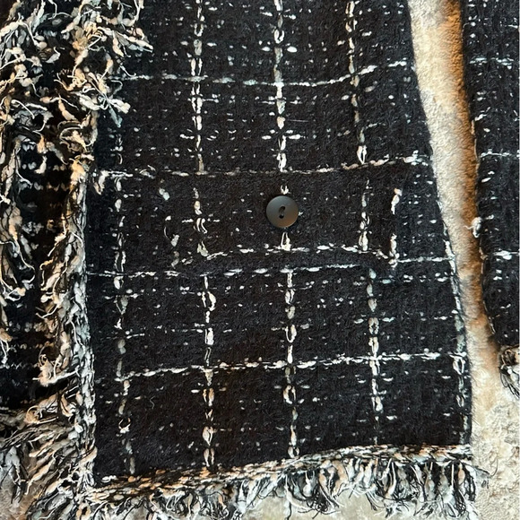 RAIN + ROSE TWEED JACKET TWO TOP EYELET CLOSURE WOMENS SIZE XL BLACK WHITE NEW - Picture 5 of 8